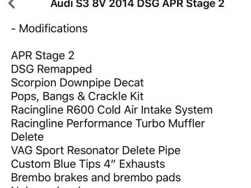 Audi S3 8V Stage 2 APR Quattro 2014 Pan Roof DSG
