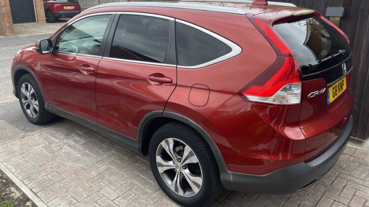 Honda CR-V SR i-DTEC 1.6 Diesel – 2014, Manual, sat nav, fully electric mirtirs, doors, A/C, PAS, C/C 125k miles, Full main dealer history. 11 months MOT, 2 owners. Excellent family SUV. Super Reliable, spacious, economical. 65mpg. Sat nav, reverse camera, parking sensors, heated seats, Bluetooth, hands free, cruise control, dual climate control, parking sensors. Electric fold in mirrors, Heated seats, Leather/Alcantra interior, Cd player, Drives superbly. £4695. Ive had this car for 10 years and never let me down. Very economical for a diesel and so spacious.paperwork for all services, mots & work done. Passion Red Private plates no